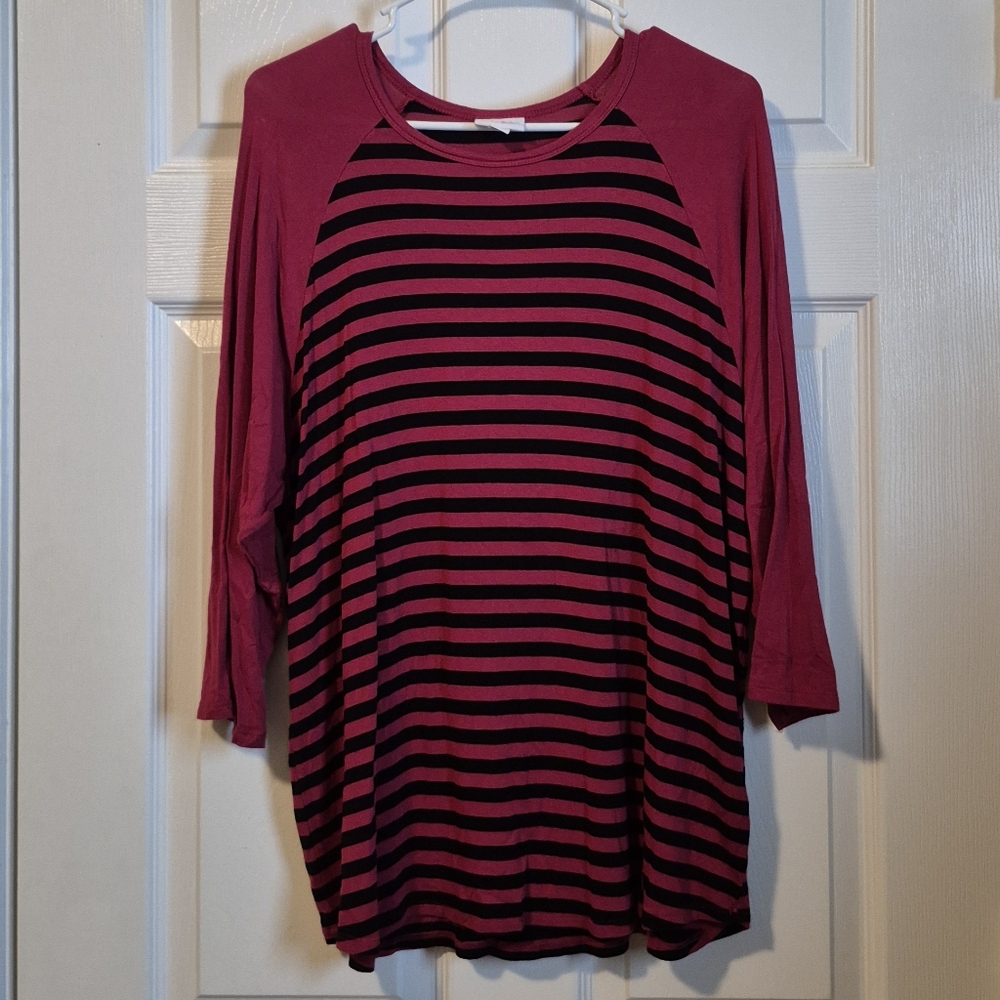 LulaRoe Randy Burgundy Red With Black Stripes